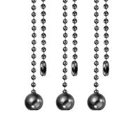 QUARKZMAN 3 Pièces Rallonge Chaîne Tirette Ventilateur 50cm Noir | Chaîne d'Extension avec Pendentif Boule, Tirettes Décoratives pour Lampe, Ventilateur, Plafonnier, Interrupteur à Tirette