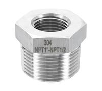 QUARKZMAN 304 Inox Acier Réducteur Douille 1" NPT Mâle x 1/2" NPT Femelle Hex Douilles Tuyau Raccords Réduction Coulée Tuyau Adaptateur pour Air Eau Huile Gaz Tube
