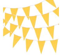 QUARKZMAN 30M/100ft Guirlande de Fanions Jaune à Suspendre avec 60 Fanions Triangulaires pour Jardin Extérieur, Mariage, Anniversaire