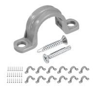 QUARKZMAN 30pcs Attaches De Tuyau En PVC 1/2 Pouce Colliers De Conduit Plastique 2 Trous Collier En U Avec Vis En Acier Inoxydable 410 Pour Fixation De Tuyau Tube Câble