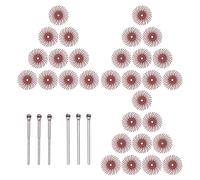 QUARKZMAN 30pcs Jeu De Disques À Poils Radiaux 1" Grain 220 Kit De Brosses Abrasives Détaillées Assortiment De Roues De Polissage Avec Mandrins De 1/8" Et 3/32" Pour Polissage, Rouge