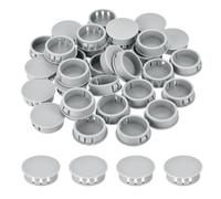 QUARKZMAN 32 Pièces Bouchons en Plastique Rond,28mm Diamètre Cache Trou Bouchon de Verrouillage à Pression, Cache Trou Meuble Mur pour Étagères, Armoires, Tables, Chaises, Lits, Gris Clair