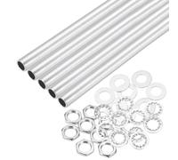 QUARKZMAN 35Pcs Tube Fileté M10 à Filetage Fin 36cm de Long x 7mm ID Kit de Raccords pour Tubes de Lampe avec Écrous Hexagonaux et Rondelles, pour Réparation Bricolage, Argent