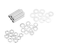 QUARKZMAN 35Pcs Tube Fileté M10 à Filetage Fin 4cm de Long x 7mm ID Kit de Raccords pour Tubes de Lampe avec Écrous Hexagonaux et Rondelles, pour Réparation Bricolage, Argent
