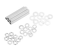 QUARKZMAN 35Pcs Tube Fileté M10 à Filetage Fin 7.5cm de Long x 7mm ID Kit de Raccords pour Tubes de Lampe avec Écrous Hexagonaux et Rondelles, pour Réparation Bricolage, Argent