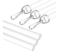QUARKZMAN 3Pcs 24" Baguette À Rideau En Acrylique, Tige De Traction Pour Rideau Invisible Avec Crochet, Pièce De Remplacement Universelle À Inclinaison Pour Ouverture-Fermeture, Transparent