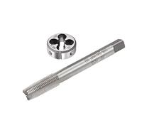 QUARKZMAN 3pcs 3/8-24 UNF Rond Filière et Machine Taraudage Ensemble | Filetage Droit Principal Enfilage Die, 3 Droite Rainures H2