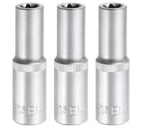 QUARKZMAN 3Pcs Douille E-Torx 1/2" Entraînement E14 Douille Profonde Torx Externe Cr-V 6 Points Douille Étoile Femelle Torque Externe pour Auto Réparations Entretien Maison Bricolage