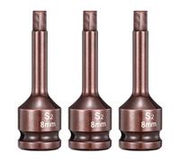 QUARKZMAN 3pcs Douille Hexagonale À Chocs 1/2" Drive 8H (8mm) Acier S2 | Métrique Adaptateur De Douille Pour hocs Pour Réparation Automobile Construction, Bits Hexagonaux Longueur 3"