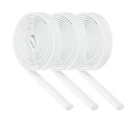 QUARKZMAN 3Pcs Gaine Cable Tressé Isolante 8mm ID 3 Mètre Long Blanc Gaine en Fibre de Verre Enduite de Silicone Haute Température pour Conduites de Tuyaux Automobiles et Câblage Électrique