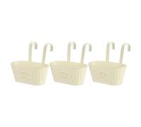 QUARKZMAN 3Pcs Pots De Fleurs Métalliques Suspendus pour Railing Fence, Jardinière De Balcon 11" avec Crochets Amovibles Et Trou De Drainage pour Plantes Extérieures, White Flowers