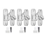 QUARKZMAN 3Pcs Verrou De Porte Coulissante, Verrou De Porte Coulissante À Bascule 90/180 Degrés En Alliage D'Aluminium Avec Vis Et Adhésif Sans Clous Pour Jardin Salle De Bain Garage, Argent