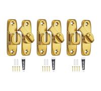 QUARKZMAN 3Pcs Verrou Pour Porte Coulissante, Verrou À Bascule 90/180 Degrés En Alliage D'Aluminium Avec Vis & Adhésif Sans Clous Pour Jardin Salle De Bain Garage, Doré