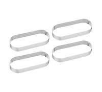 QUARKZMAN 4 Cercles à Gâteau Perforés 5,91" en Acier Inoxydable Ovale, Cercle à Tartelette Antiadhésif Poli, Cercle à Mousse Épais pour Desserts, Outil de Pâtisserie pour Gâteaux