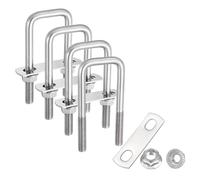 QUARKZMAN 4 Jeux De M8 1-3/16 Pouce Largeur Interne Carré U-Boulons, 3-9/16 Pouce Longueur 304 Acier Inoxydable U-Boulons Avec Écrous Hexagonaux À Collerette, Automobile, (30mm L x 90mm H)