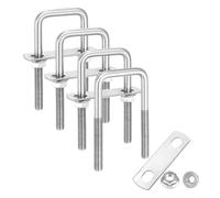 QUARKZMAN 4 Jeux De M8 1-3/8 Pouce Largeur Interne Carré U Boulons, 4 Pouce Longueur 304 Acier Inoxydable U-Boulons Avec Hexagonaux À Collerette, Plaques De Châssis (35mm L x 100mm H)