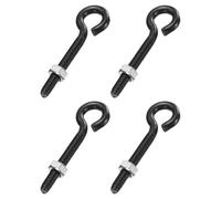 QUARKZMAN 4 Pack M6 x 50mm 304 Acier Inoxydable Pitons À Oeil Filetés Noirs | Avec Écrou Pour Suspendre Ou Fixer Câbles, Pitons À Oeil