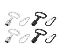 QUARKZMAN 4 Pcs Cle Triangle Poubelle, Poubelle en Métal avec Clé Triangulaire et Porte-Clés, Noir & Argenté