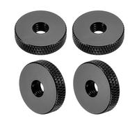 QUARKZMAN 4 Pcs Écrous Moleté M6 x 20 mm x 5 mm Femelle Écrous de Réglage à Trou Traversant Plat en Aluminium, Poignées et Boutons de Fixation pour Pièces d'Imprimante 3D, Machines, Noir