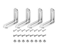 QUARKZMAN 4 Pcs Équerre d'Angle en L Ajustable 47,5x19x47,5mm Argent | Acier Inoxydable, Équerre à Angle Droit, Support en L Fendu avec Fente, pour Fixation Meuble en Bois