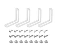 QUARKZMAN 4 Pcs Équerre d'Angle en L Ajustable 58x19x58mm Blanc | En Fer, Support à Angle Droit, Équerre en Métal à Fente, avec Fente pour Fixation Meuble en Bois