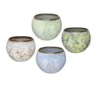 QUARKZMAN 4 Pcs Fait Main Thé Bols 150ml / 5 oz Jaune Pâle Bleu Vert Blanc | Four Changement Chinois Japonais Tasse à Thé Céramique Gong Fu Thé Ensemble pour Bureau Maison Cadeaux
