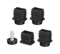 QUARKZMAN 4 Pcs Pied de Meuble Réglable, 20x30mm Pieds de Nivellement en Plastique, Tube Rectangulaire à Insérer, Niveleurs à Visser Trou d'ajustement 45mm pour Table et Chaise, Noir