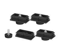 QUARKZMAN 4 Pcs Pied de Meuble Réglable, 30x60mm Pieds de Nivellement en Plastique, Tube Rectangulaire à Insérer, Niveleurs à Visser Trou d'ajustement 30mm pour Table et Chaise, Noir