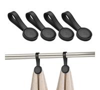 QUARKZMAN 4 Pcs Pince Magnétique Pour Serviette De Cuisine, Porte-Serviette En Cuir Multi-Usage Crochet Accessoire De Cuisine Pour Oven Handles Bars Racks, Noir