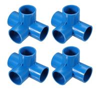 QUARKZMAN 4 Pcs Raccord PVC Bleu 4 Voies Raccord Plomberie 32mm ID Connecteurs PVC Coudes Raccords Tuyauterie en PVC, Connecteurs d'angle pour Meubles Structures de Support de Jardin DIY