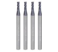 QUARKZMAN 4 Pièces 2,5 mm de Diamètre 4 mm Tige à Nez Carré Fraise à Bout 4 Cannelures Hrc45 Carbure Altin Enduit Cnc Routeur Bits Outils de Coupe pour Fraisage en Bout Usinage Cnc, Noir