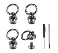 QUARKZMAN 4 Pièces Anneaux en D 9.5mm Kit de Studs à Bouton Sphérique | Studs et rivets en cuivre, Vis à boule rotative 360°, poinçon à vis, tournevis, pour réparation de sacs en cuir, gunmetal