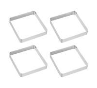 QUARKZMAN 4 pièces Cercles à Gâteau Perforés 3,94" Cercle à Tartelette | Antiadhésif Poli, en Acier Inoxydable Carré, Cercle Épaissi à Mousse, pour Desserts Outils pour Pâtisserie