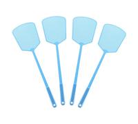 QUARKZMAN 4 Pièces Tapette à Mouches 6.4"x5.3" en Plastique Manuel Robuste à Long Manche pour Maison Intérieur Extérieur, Bleu