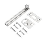 QUARKZMAN 4" Verrou De Surface En Laiton Massif, Verrou Coulissant De Sécurité Dissimulé Pour Porte Avec Vis, Finition Brossé Pour Porte Française, Armoire, Portes Encaissées, Argent