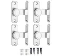QUARKZMAN 4 Verrous Pour Porte Coulissante, Verrou À Bascule 90 Degrés, Loquet De Sécurité En Alliage D'Aluminium Avec Vis Et Adhésif Sans Clous Pour Jardin Salle De Bain Garage, Argenté