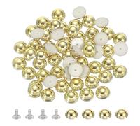 QUARKZMAN 40Pcs Clous À Dôme Ronds 10mm Clous À Pointes ABS Dôme Clous Rivets À Tête Plate Cèpe Avec Vis Pour DIY Cuir Vêtements Sacs Ceintures Accessoires Artisanat, Or