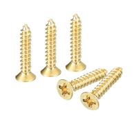 QUARKZMAN 40Pcs M3 x 16mm Vis À Bois Laiton | Tête Plate Phillips Auto-Taraudeuse Charnières Porte, Meubles Électroménagers