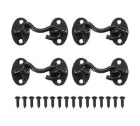 QUARKZMAN 4Pcs 2" Crochet Et Oeil De Serrure. Crochet De Cabine Noir | Verrou De Porte De Grange En Acier Inoxydable, Pour Porte De Clôture Fenêtre Coulissante Hangar.