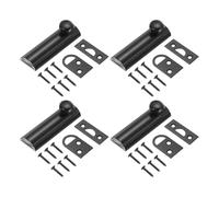 QUARKZMAN 4Pcs 3" Verrou De Surface En Laiton Massif, Loquet Coulissant De Sécurité Encastré Avec Vis, Verrou Poli Pour Portes Encastrées De Placard Armoire, Noir Mat