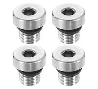 QUARKZMAN 4Pcs 304 Inox Acier Tuyau Bouchon Raccord avec Joint Bague | M8x1,25 Métrique Mâle Filetage Intérieur Hexagonal Tête, Bouchon Hexagonal Tête Bonde Bouchons Raccords