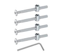 QUARKZMAN 4pcs Boulons pour Cadre de Lit M6x70mm Tête Forme Riz | Vis à Tête Hexagonale Interne Écrou Barillet et Clé, Vis de Fixation avec Écrous Cylindrique pour Meuble Chaise Lits