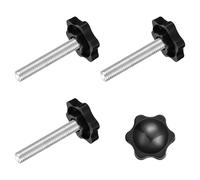 QUARKZMAN 4Pcs Bouton de Vis de Serrage, M8 x 45mm Bouton Étoile en Forme Hexagonale Poignées en Plastique Serrage Manuelle pour Meubles Mécaniques à Base de Parapluie, 32mm Diamètre