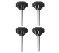 QUARKZMAN 4Pcs Boutons Étoile M10 x 70mm Noir | Tige Filetée en Acier Inoxydable 304 Tête en Plastique à 6 Étoiles Vis à Serrage Manuel Poignée de Serrage