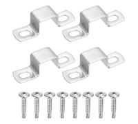 QUARKZMAN 4Pcs Colliers En U Pour Tube Carré, 20x20mm Support En U En Acier Inoxydable 304 Collier Carré Avec Vis Auto-Taraudeuses À Tête Phillips Pour Tuyaux Barres De Porte Fermée