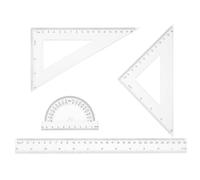 QUARKZMAN 4pcs Ensemble d'Équerres Triangulaires 30cm Plastique Métrique Pouce Rapporteur Géométrique Triangle Échelle d'Ingénierie Kit de Règles de Dessin pour Bureau Maison
