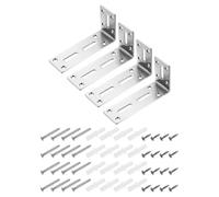 QUARKZMAN 4pcs Équerre de Fixation en L Ajustable Acier 60x120x40mm Argenté | Support Équerre d'Angle à Joint Rainuré avec Vis pour Fixation Meubles Étagères Armoire