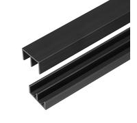 QUARKZMAN 4pcs Glissière Coulissant en Plastique 80cm Noir, Rail Port pour Panneaux 6mm (1/4") d'Épaisseur, Guidage pour Portes Moustiquaires Vitrine Placard Armoire Fenêtre