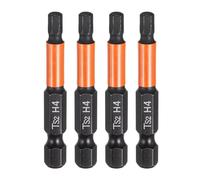 QUARKZMAN 4Pcs H4 Embout de Tournevis Hexagonal 4mm Métrique Pointe Plate 1/4" Tige Hexagonale 50mm (2") Longueur Magnétique Phosphate Noir Embouts de Tournevis à Six Pans Creux