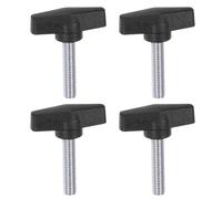 QUARKZMAN 4pcs Poignées À Aile En T M10 x 35mm Filetage Mâle Métrique Tige Filetée 55mm Tête En T Poignées En Plastique Vis À Main Serrage Poignée De Prise Vis À Main, Noir